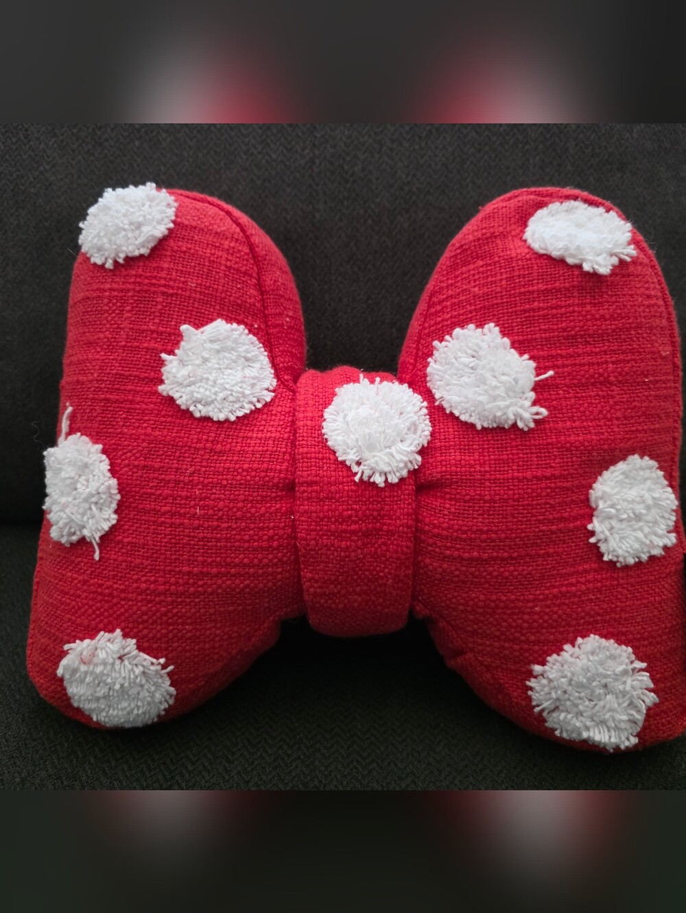 Minnie Mouse Bow Pillow - White Pom Detail, Disney Store